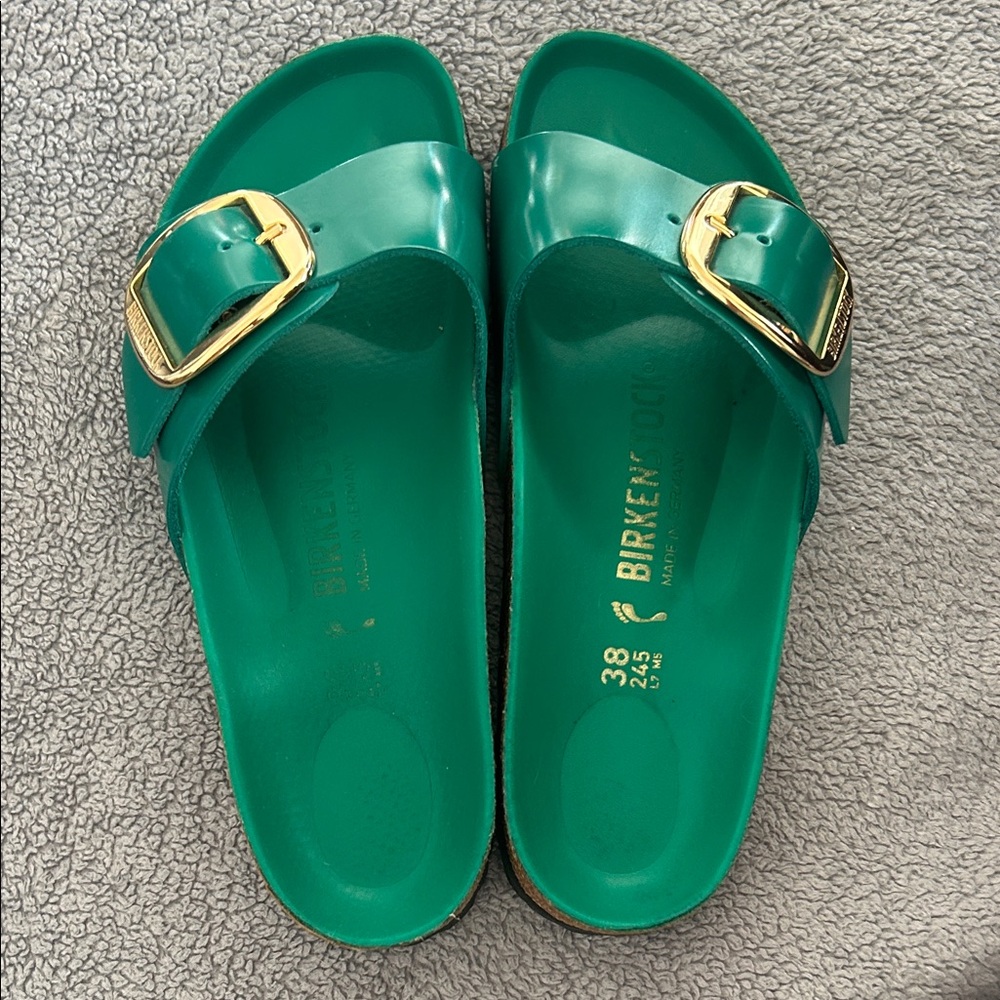 Birkenstock Women's Teal Sandals with Gold Buckle